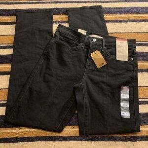 Levi's‎ 314 Shaping Straight Black Denim Jeans Mid Rise 28x32 Western Stretch